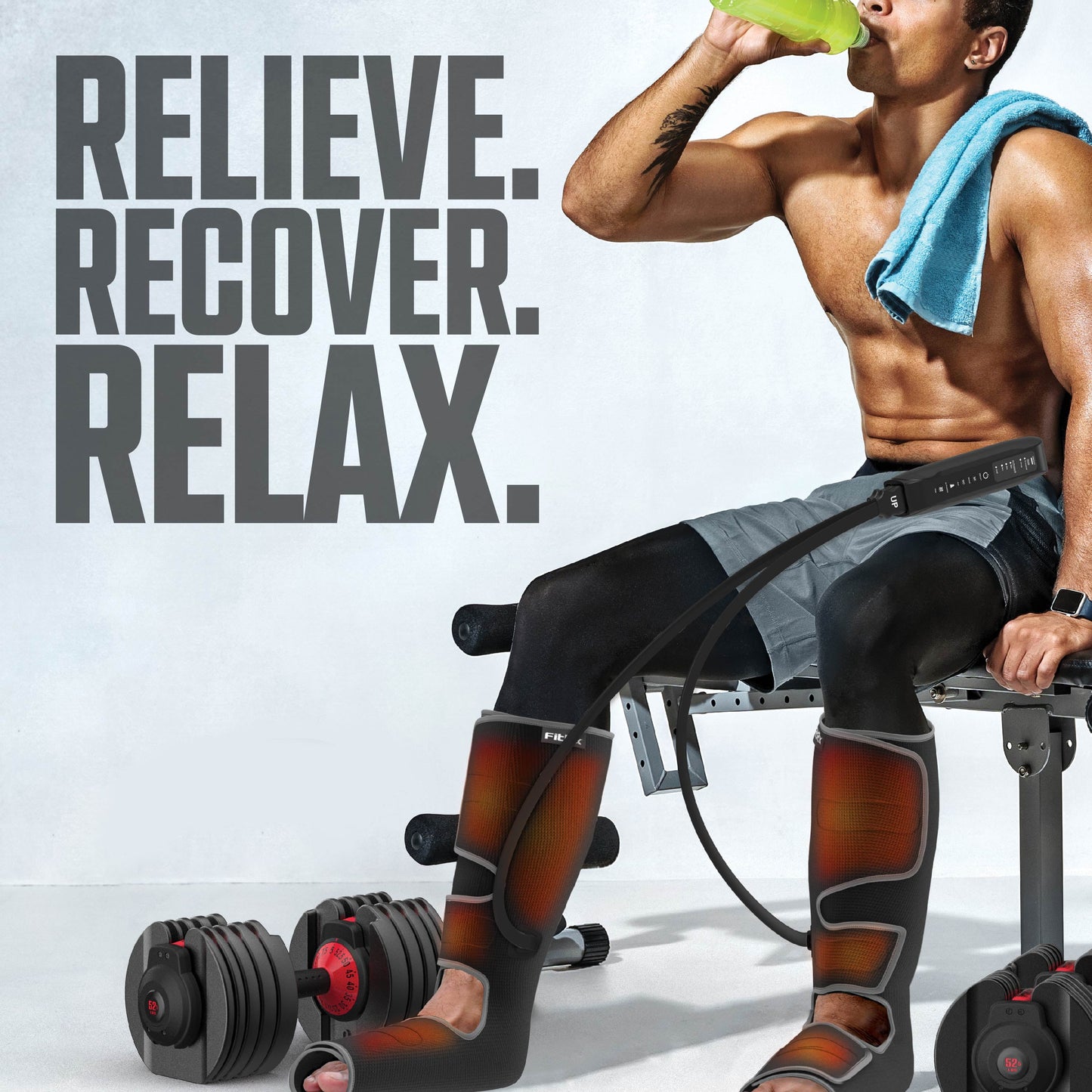 Recovermax Compression Boots, Heated Compression Leg and Foot Massager with Multiple Massage, Intensity, and Heat Levels