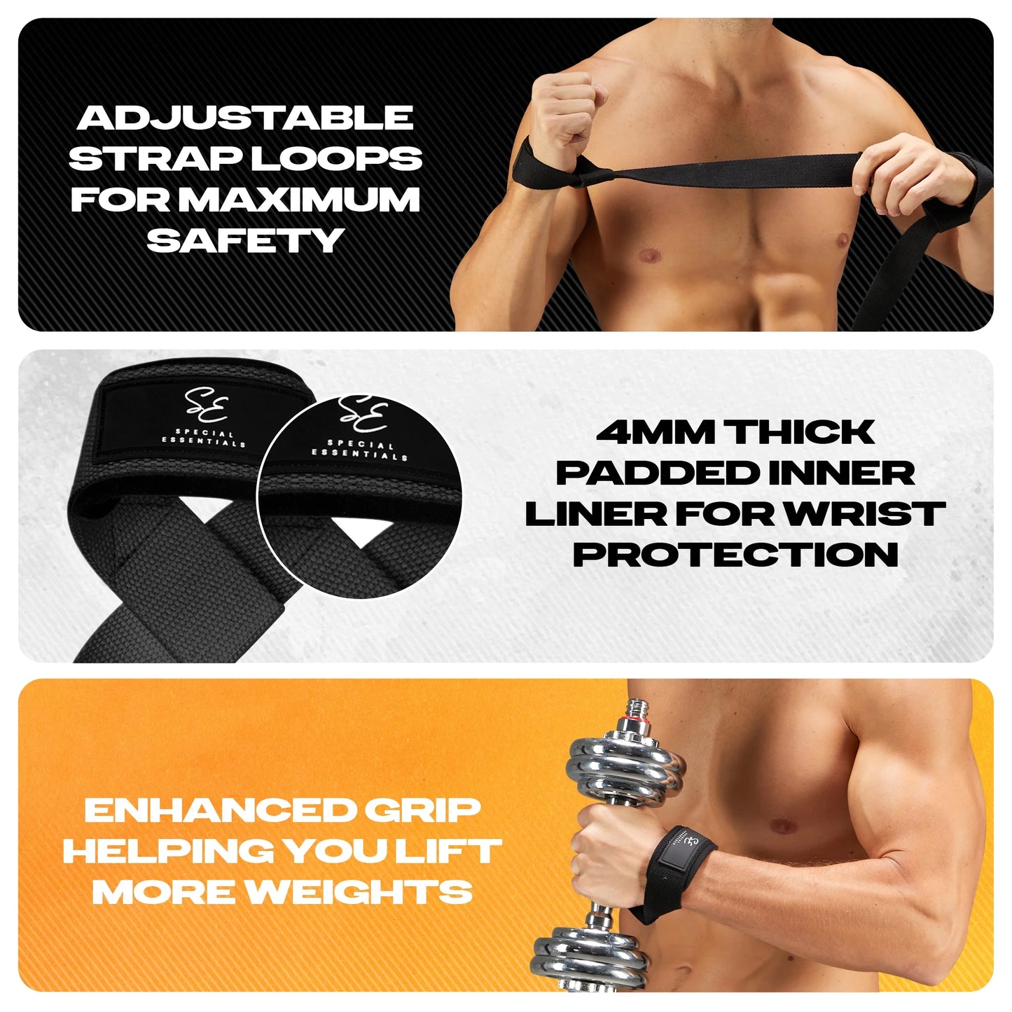 Weightlifting Wrist Straps – 2-Pack Adjustable Padded Neoprene Lifting Straps for Gym, for Men & Women