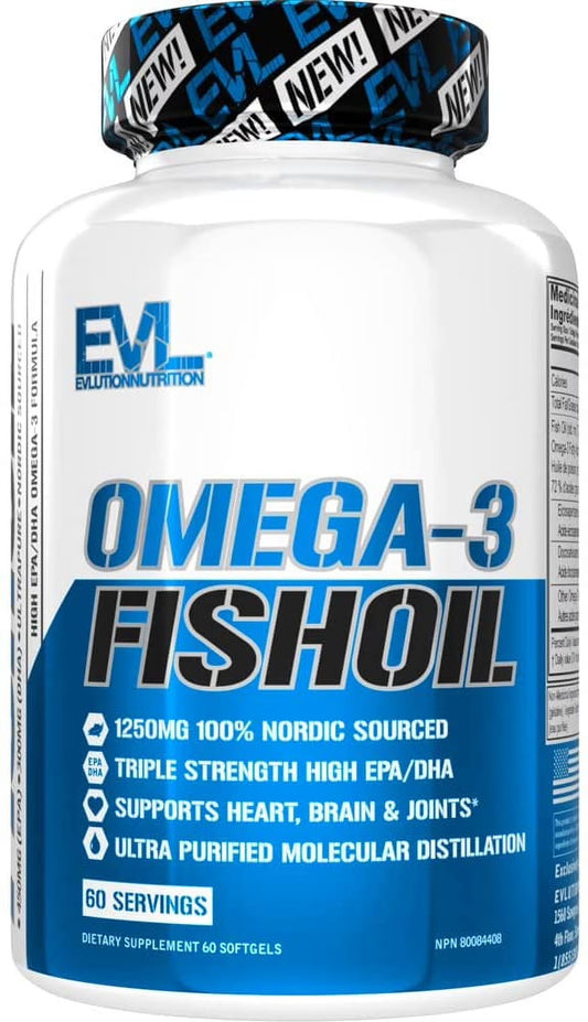 Ultra Purified Fish Oil Pills 60Ct - Omega-3 Fish Oil 1250Mg EPA/DHA Fatty Acids Supplement 100% Nordic Sourced Fish Oil