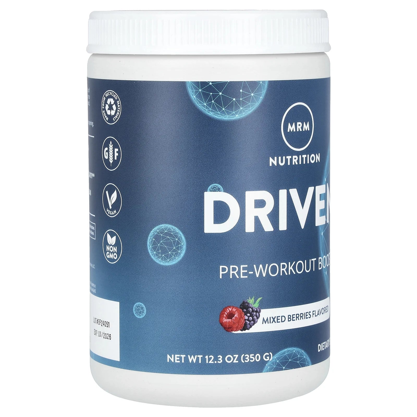 Driven, Pre Workout Powder, Mixed Berries, 29 Servings