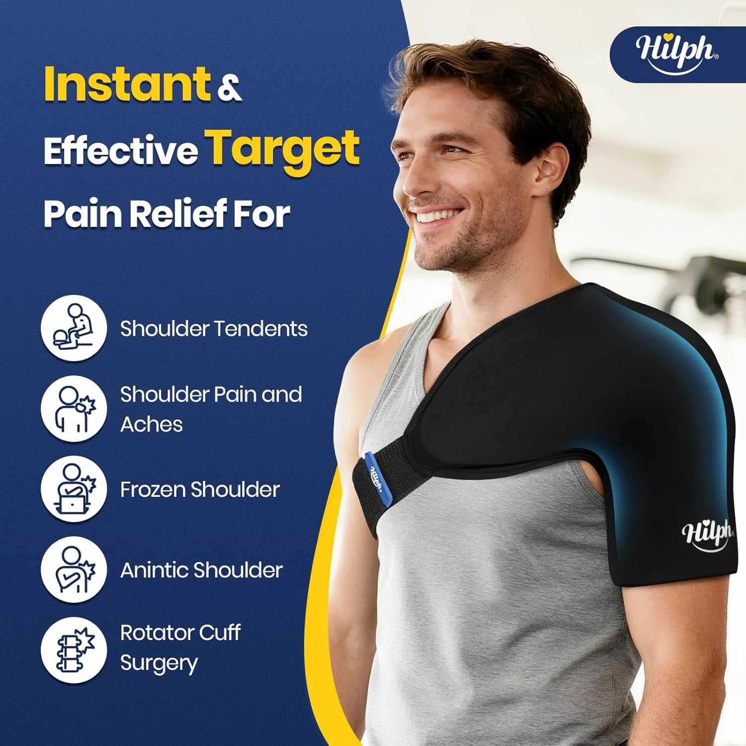 Shoulder Ice Pack Wrap for Rotator Cuff & Arm, Double-Layer Gel Shoulder Cold Therapy Wrap with Compression for Targeted Area, Easy to Put on & Take Off, Flexible Fit for Men & Women, Medium